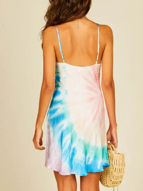 Surf Gypsy Pastel Tie-Dye Cowl Slip Dress in Blue, Pink & Cream - Picture 2 of 10